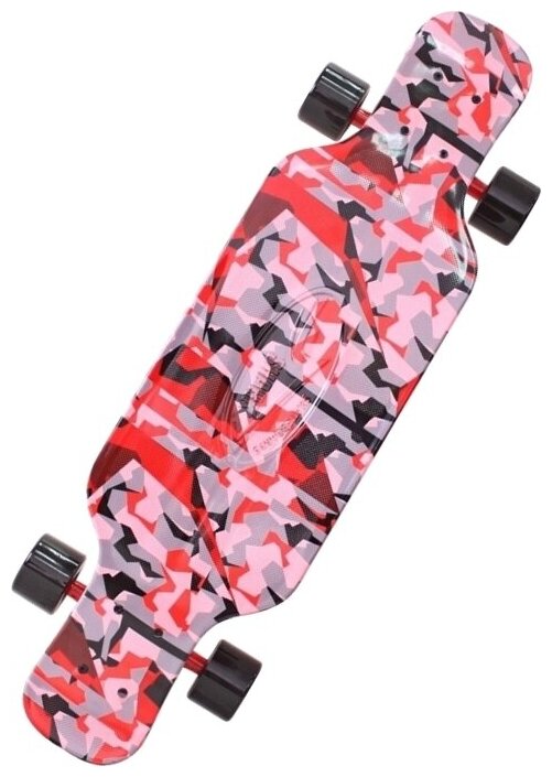 408-Ch Скейтборд Y-SCOO Longboard Shark TIR 31 пластик 79х22 с сумкой CHAOS RED black