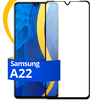 Полноэкранное защитное стекло на телефон Samsung Galaxy A22 / Противоударное стекло для смартфона Самсунг Галакси А22 с олеофобным покрытием - изображение