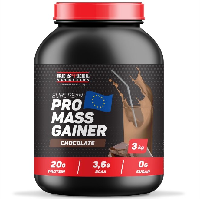 Гейнер высокоуглеводный, Be Steel Nutrition Pro Mass Gainer 3кг (шоколад)