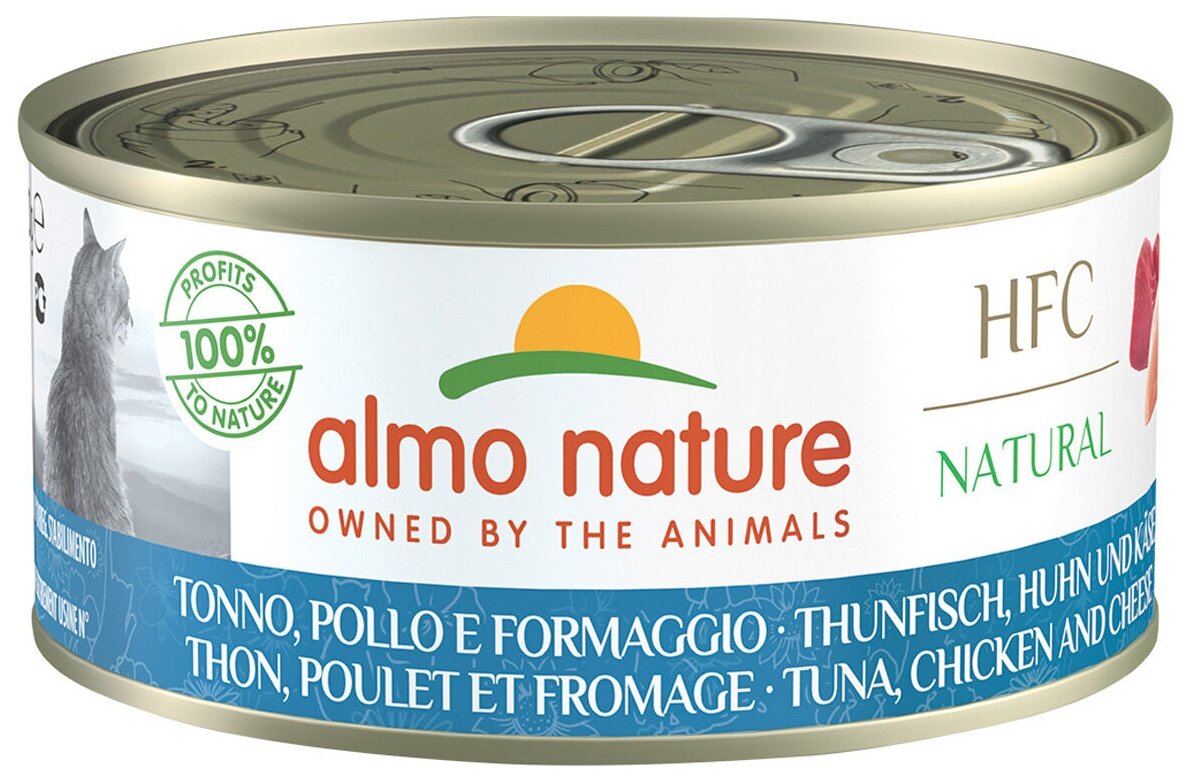 Almo Nature Консервы для Кошек с Курицей, Тунцом и Сыром (HFC Natural - Tuna, Chicken and Cheese) 0,15 кг
