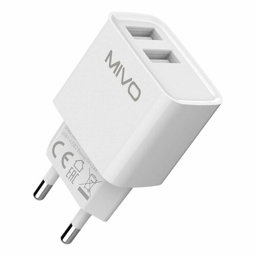 Сетевое зарядное устройство MIVO MP-228/ 2 USB-порта, 5 В/ 2.4 А