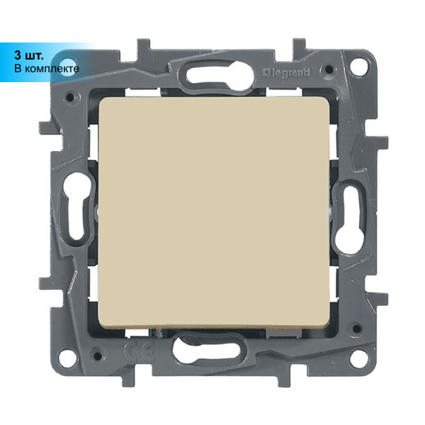 (3 шт.) Legrand Etika Слоновая Кость Выключатель механизм 1-клавишный 10АХ, 250В, безвинтовые зажимы 672301 - фотография № 6