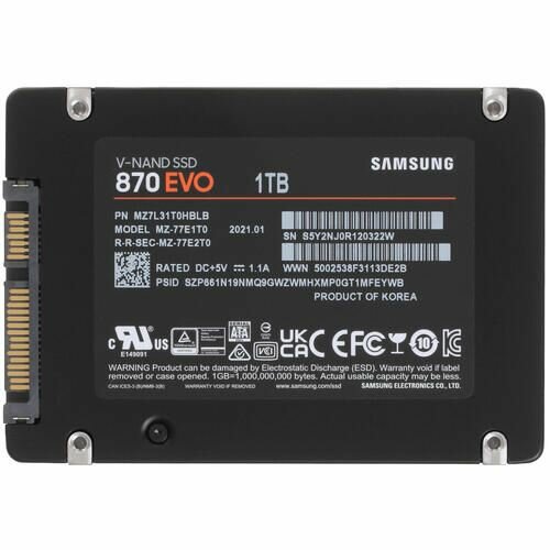 Твердотельный накопитель Samsung 870 EVO 1 ТБ SATA MZ-77E1T0BW