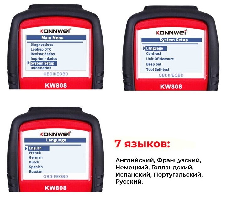 Автомобильный сканер OBDll / EOBD Konnwei kw808