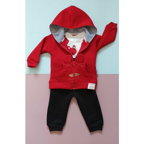Комплект одежды  By Murat Baby детский, боди и брюки и толстовка, повседневный стиль, размер 6-9 мес, красный, черный
