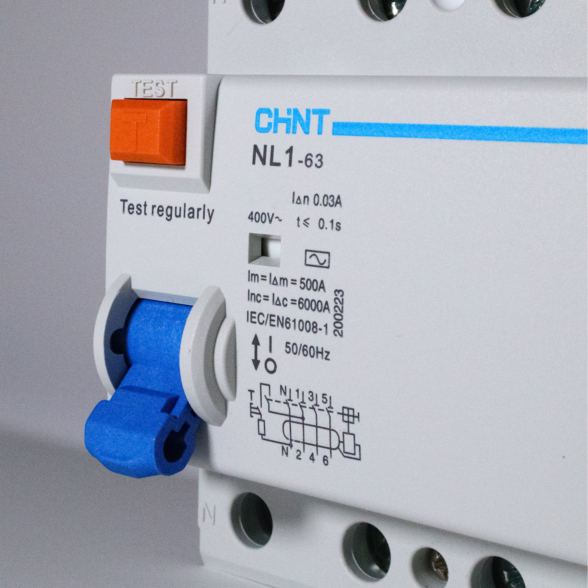 Выключатель дифференциального тока (УЗО) 4п 25А 30мА тип AC 6кА NL1-63 (R) | код 200223 | CHINT ( 1шт. ) - фотография № 3