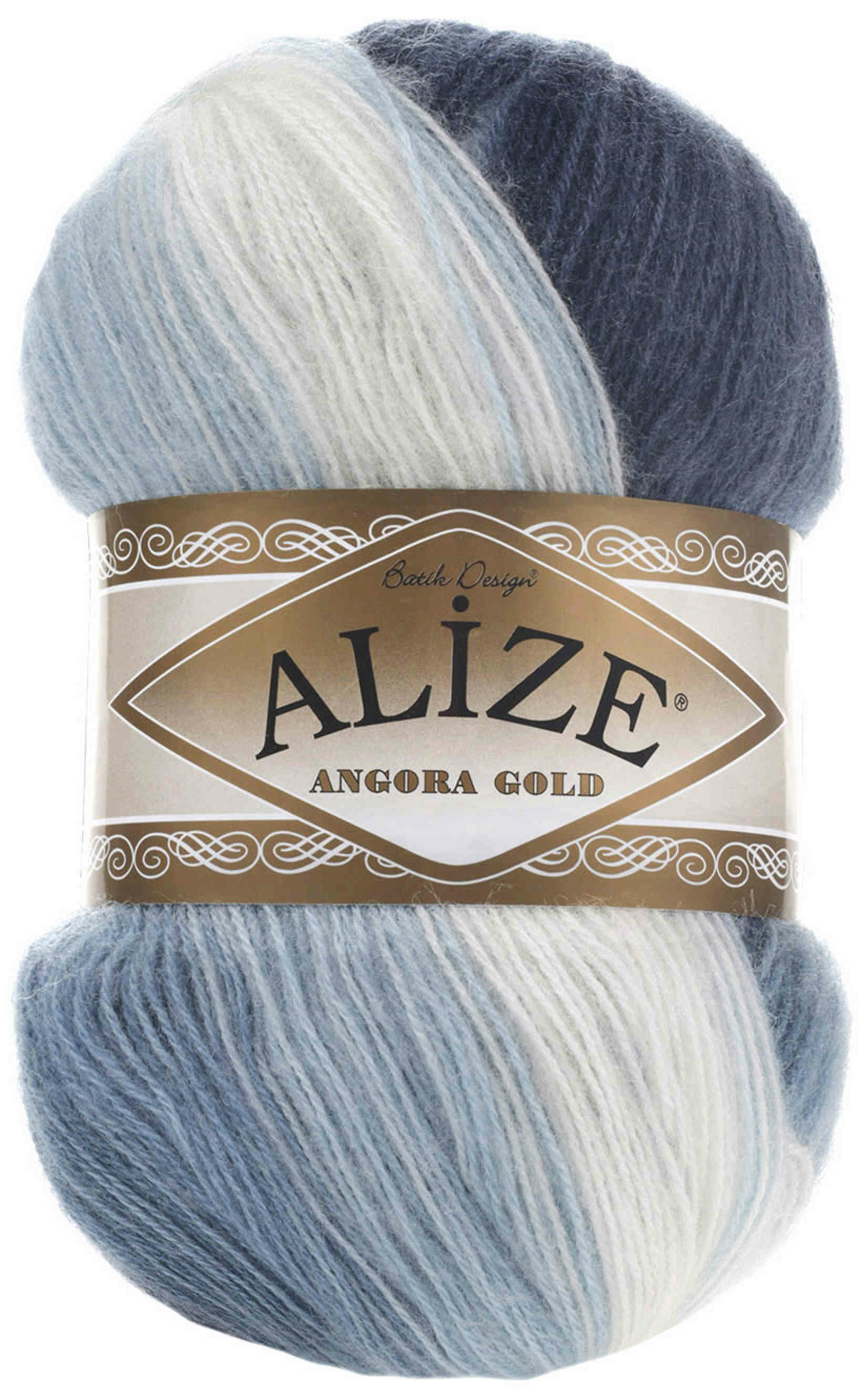 Пряжа Alize Angora Gold Batik синий-белый-голубой (1899), 80%акрил/20%шерсть, 550м, 100г, 1шт