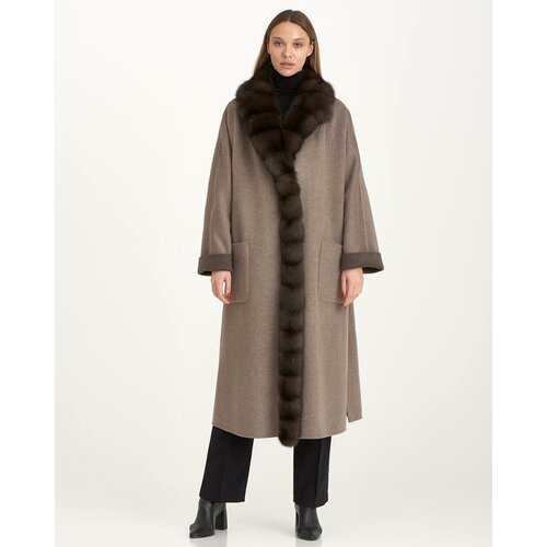 Пальто-реглан  Skinnwille зимнее, шерсть, оверсайз, удлиненное, размер 44, коричневый