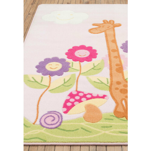 Ковер на пол 1 на 1,6 м в детскую, разноцветный Confetti Kids Giraffe-01 Pink