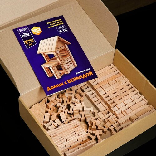 конструктор деревянный домик с верандой 102 детали массив бука Конструктор деревянный Домик с верандой, 102 детали, массив бука