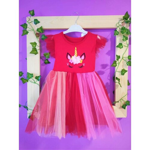 фото Праздничное платье для девочки с пышной юбкой "единорог" нет бренда