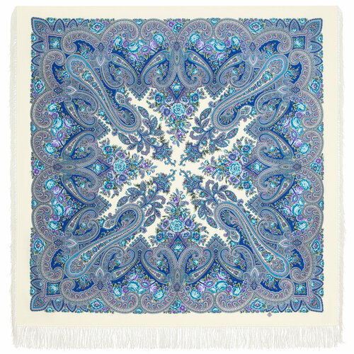 Платок Павловопосадская платочная мануфактура, 146х146 см, фиолетовый, серый