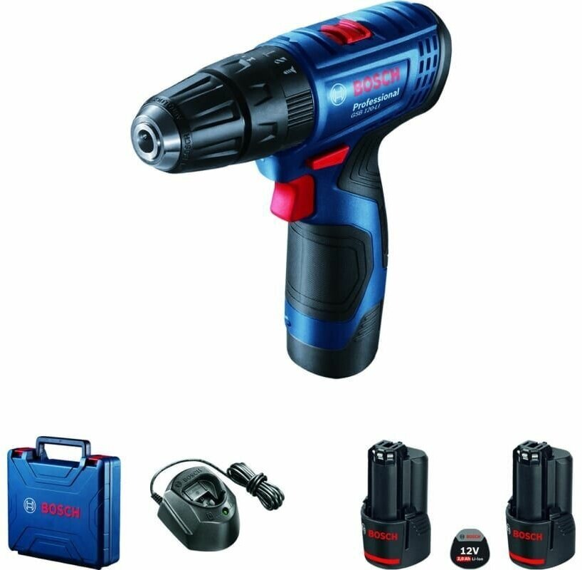 Шуруповерт Bosch GSB 120-LI Professional 06019G8100 (с 2-мя АКБ, кейс)