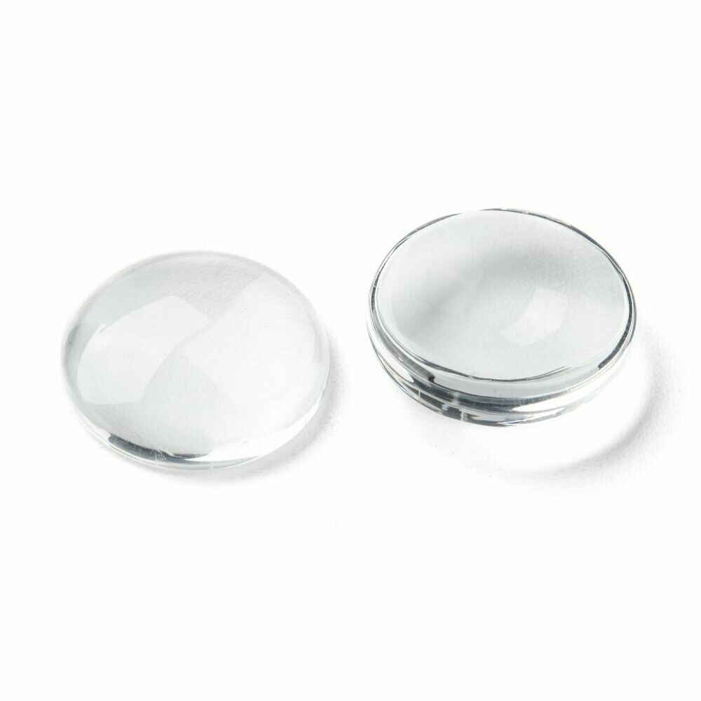 Кабошоны стеклянные круглые, 20 шт, прозрачный, 16х4 мм