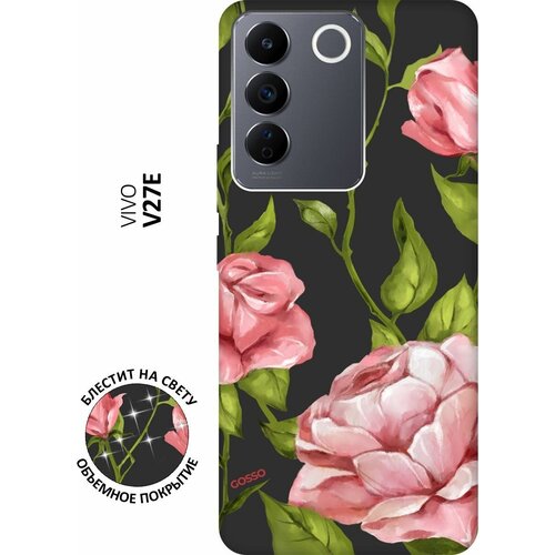 Матовый Soft Touch силиконовый чехол на Vivo V27e, Виво В27е с 3D принтом Amazing Roses черный матовый soft touch силиконовый чехол на vivo v27e виво в27е с 3d принтом cheetah черный