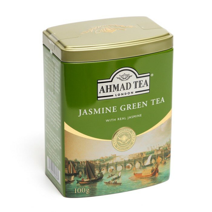Чай "Ahmad Tea", Зеленый чай с жасмином, металлическая банка, 100гр - фотография № 7