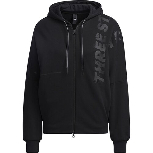 фото Толстовка adidas, оверсайз, без карманов, капюшон, размер xs int, черный