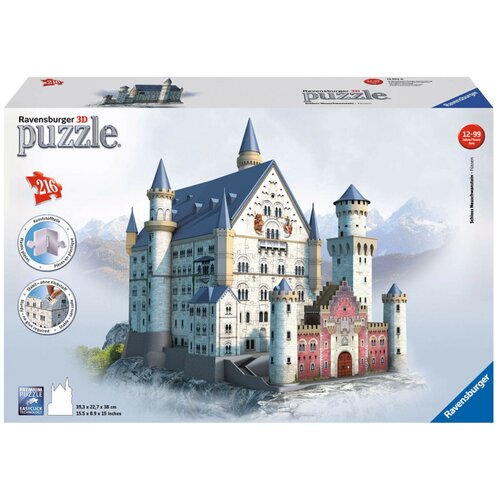 Ravensburger. Пазл карт. 3D 216 Замок Нойшванштайн арт.12573 3d puzzle замок нойшванштайн с led подсветкой 128 элементов