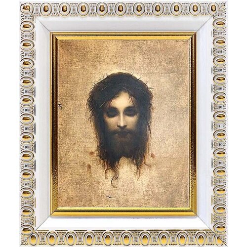 Иисус моргающий или Плат святой Вероники, икона в белой пластиковой рамке 8,5*10 см иисус моргающий или плат святой вероники икона в рамке 17 5 20 5 см