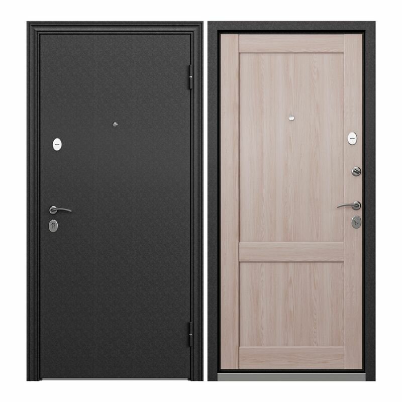 Дверь входная Torex для квартиры металлическая Flat-XL, 860х2050 правый, тепло-шумоизоляция, антикоррозийная защита, замки 4-го класса, черный/бежевый - фотография № 1