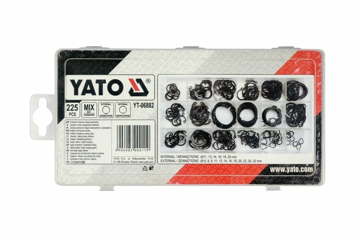 Наружные и внутренние стопорные кольца YATO 225 шт., 6-32 мм, YT-06882 - фотография № 6