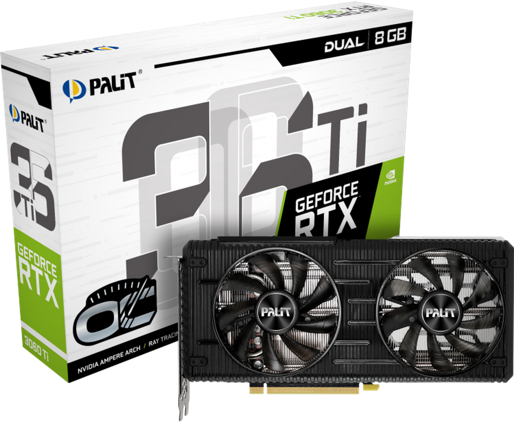 Видеокарта Palit GeForce RTX 3060 Ti Dual OC 8GB LHR (NE6306TS19P2-190AD V1)