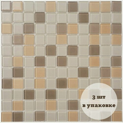 Изображение товара Плитка Мозаика Стеклянная Glassy 30 см x 30 см, размер чипа: 25x25 мм, 3 штуки