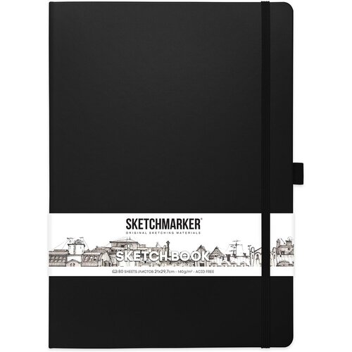 SKETCHMARKER Блокнот для зарисовок 140 г/м2 A4 21 х 29.7 см твердый переплет 80 л. 2314005SM чёрный