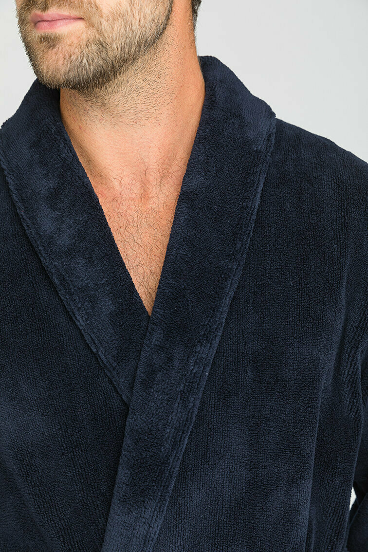 Бамбуковый махровый халат NATUREL (PM 908) размер 3XL (56-58), синий - фотография № 5