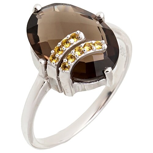 фото Balex кольцо 1410931739 из серебра 925 пробы с раухтопазом природным и фианитом, размер 18