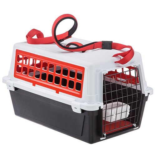 FERPLAST Пластиковая переноска для собак и кошек с ремнем Atlas Trendy Plus 10, черная (73027099)