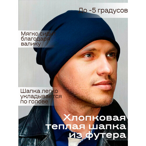 фото Шапка бини luchiorado, размер 54-58, синий