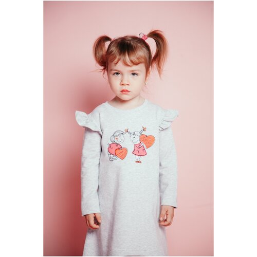 фото 100-р1 платье для девочки с крылышками dael kids, коллекция "love is...", цвет светло серый меланж, размер 80