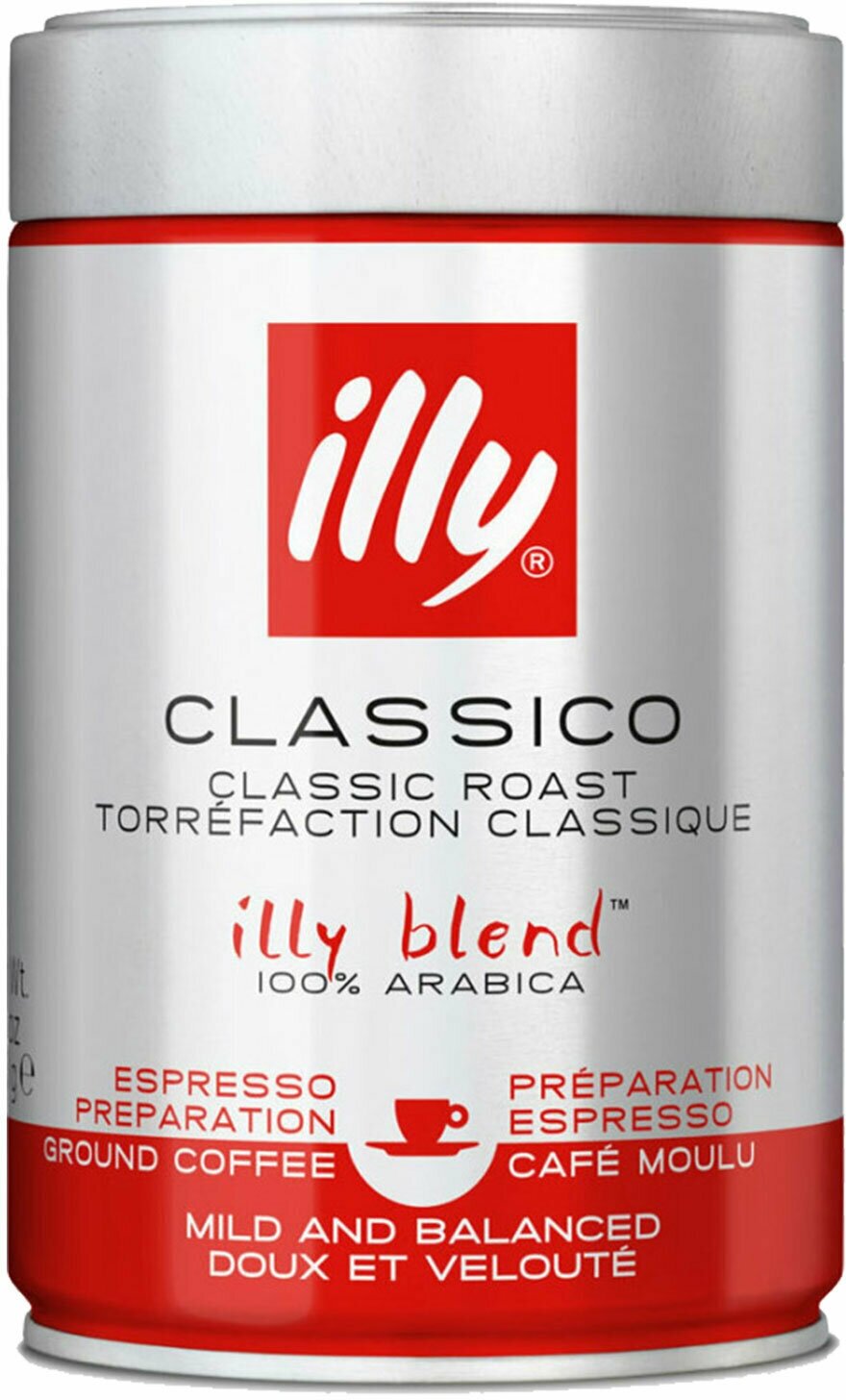 Кофе молотый ILLY "Classico" италия, 250 г, жестяная банка, 43