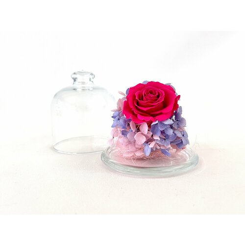 Композиция в лимоннице с розой фуксия | Стабилизированные цветы