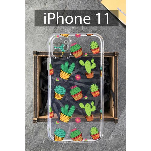 Силиконовый чехол Кактусы для iPhone 11 / Айфон 11