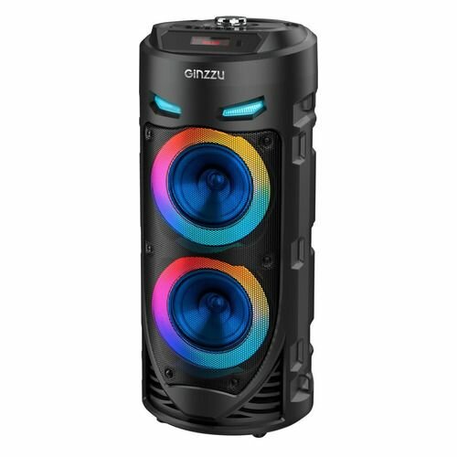 Музыкальный центр Ginzzu GM-220, 24Вт, с караоке, Bluetooth, FM, USB, micro SD, черный,