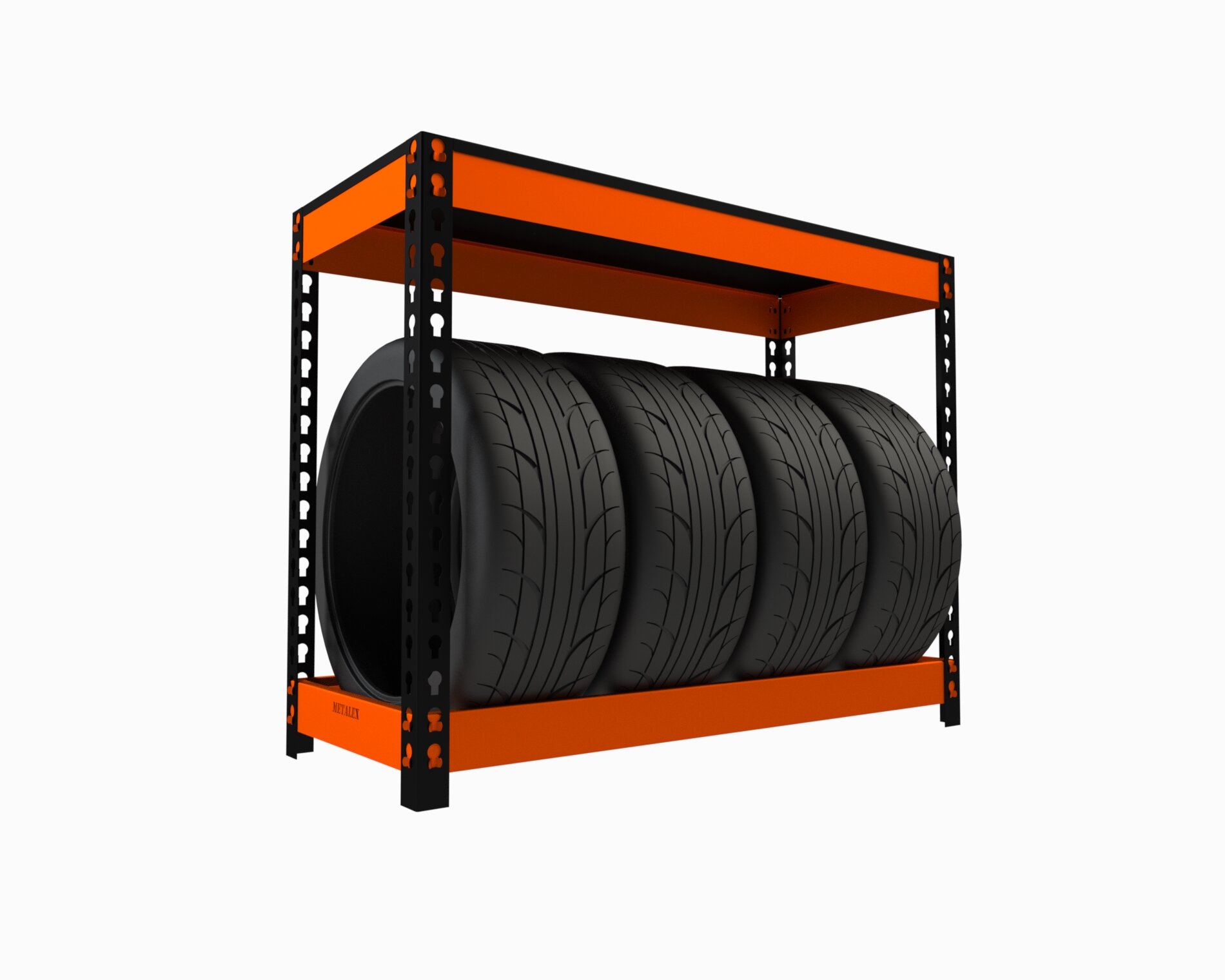 Стеллаж Metalex серия TIRES 950х1000х400 (одна полка) оранжево-чёрный