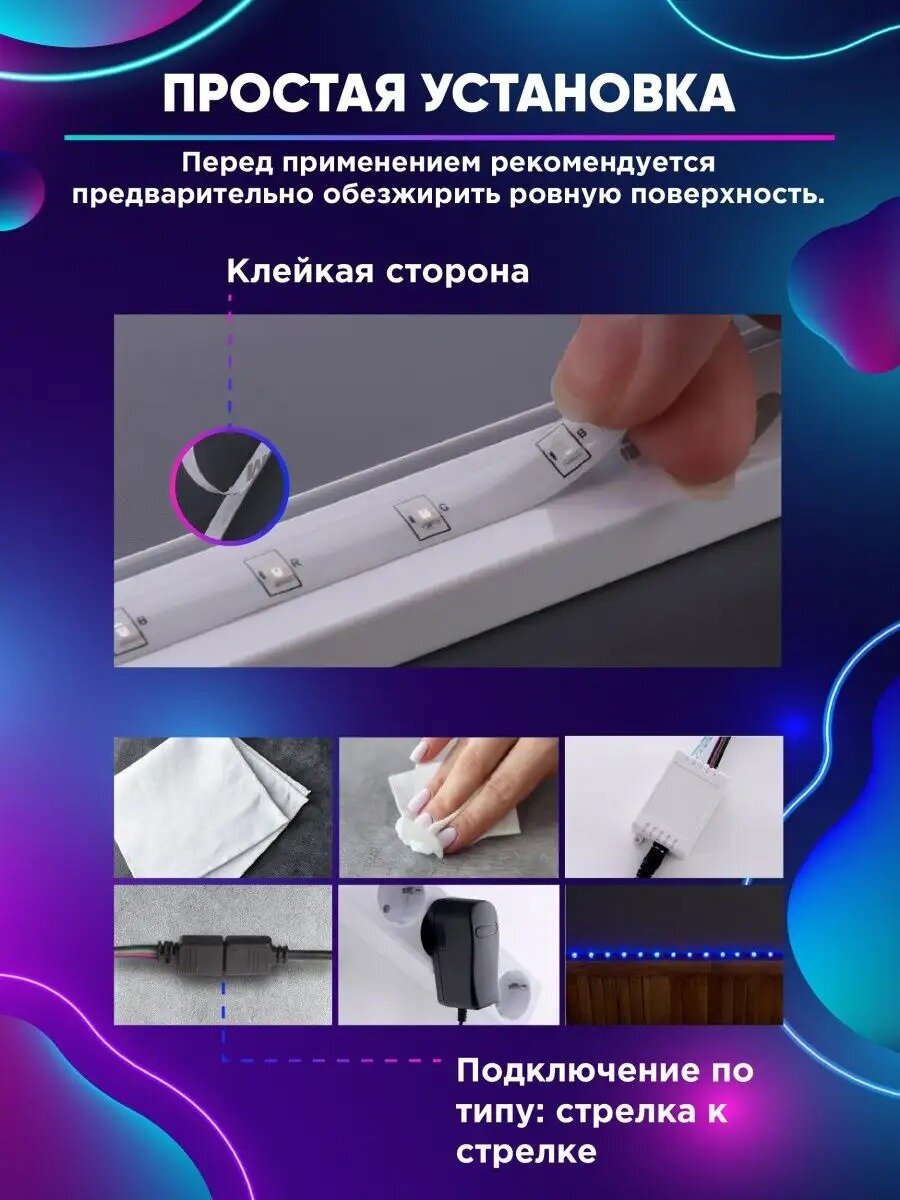 Светодиодная лента 5050RGB цветная, SMD Лента 5 метров + пульт, блок питания,12w , 60 LEDS