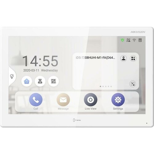 Видеодомофон IP для дома Hikvision на Android/ Cенсорный цветной экран 10.1″ с разрешением 1024×600/ DS-KH9510-WTE1(B)/ с Wi-Fi/ Умный дом/белый цвет