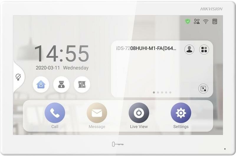 Видеодомофон IP для дома Hikvision на Android/ Cенсорный цветной экран 10.1″ с разрешением 1024×600/ DS-KH9510-WTE1(B)/ с Wi-Fi/ Умный дом/белый цвет