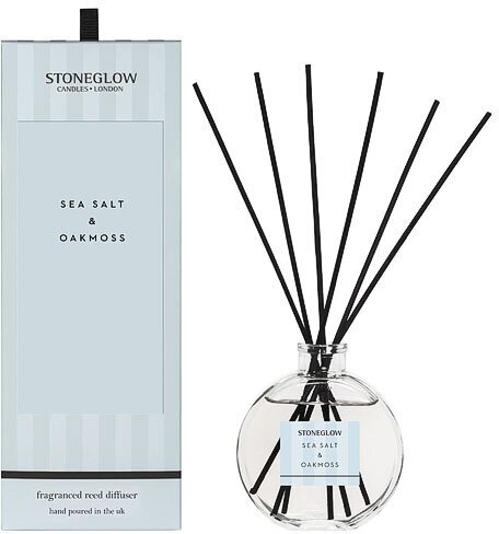 фото Ароматический диффузор с аромапалочками StoneGlow "Морская соль и Дубовый мох", настольный парфюм, Англия, 8 палочек, 120 мл