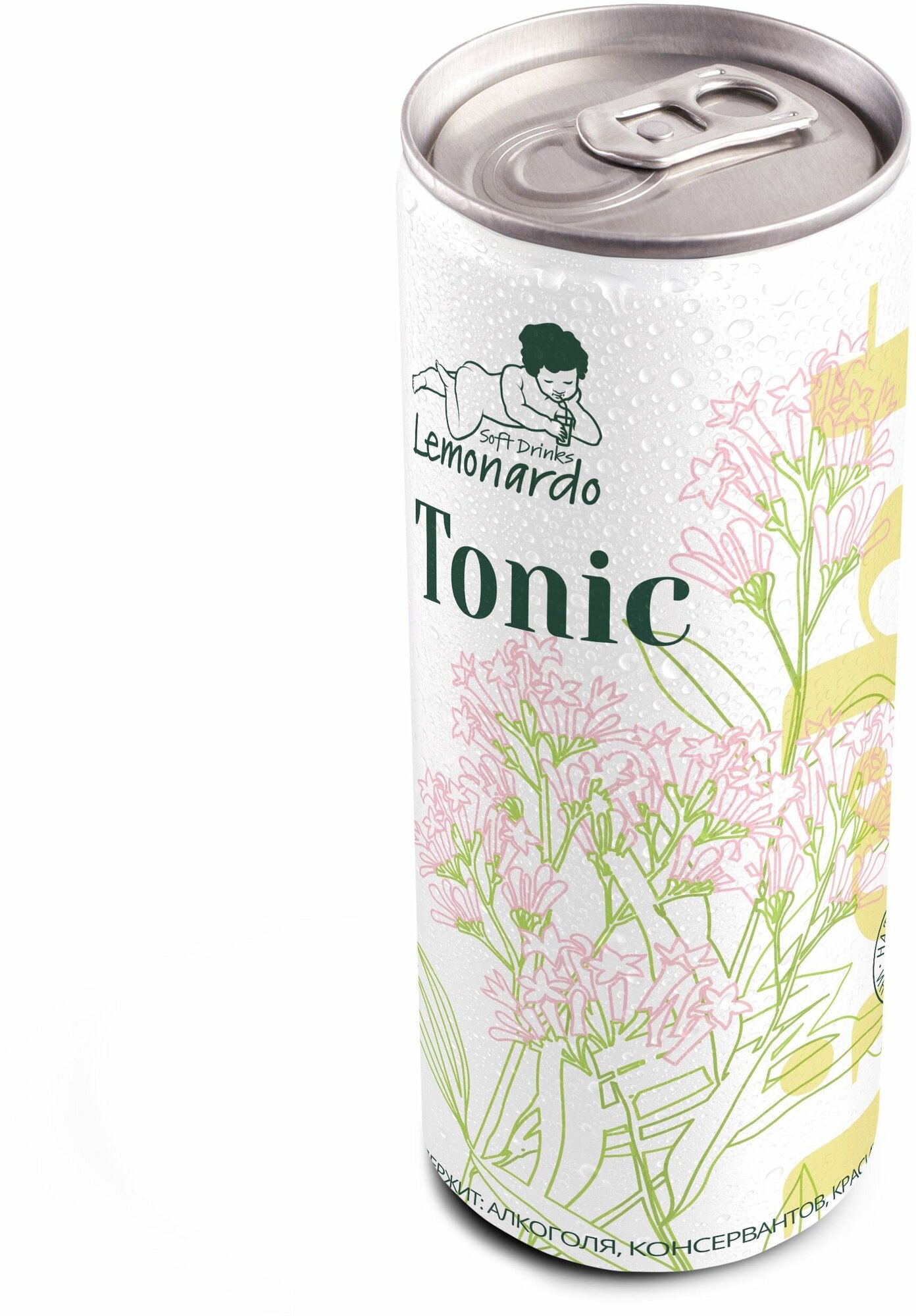 Напиток газированный "Тоник питьевой" со стевией / Lemonardo Tonic Light, алюминиевая банка 330 мл. 12шт - фотография № 2