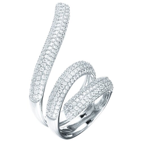 фото Jv кольцо с фианитами из серебра r23599-bw-001-wg, размер 17.5