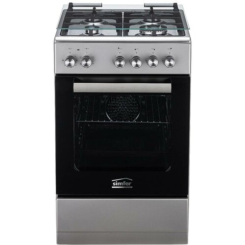 Газовая плита Simfer F56MM45117 серебристая эл поджиг чуг решетка турбогорелка эл духовка грил 5175200₽