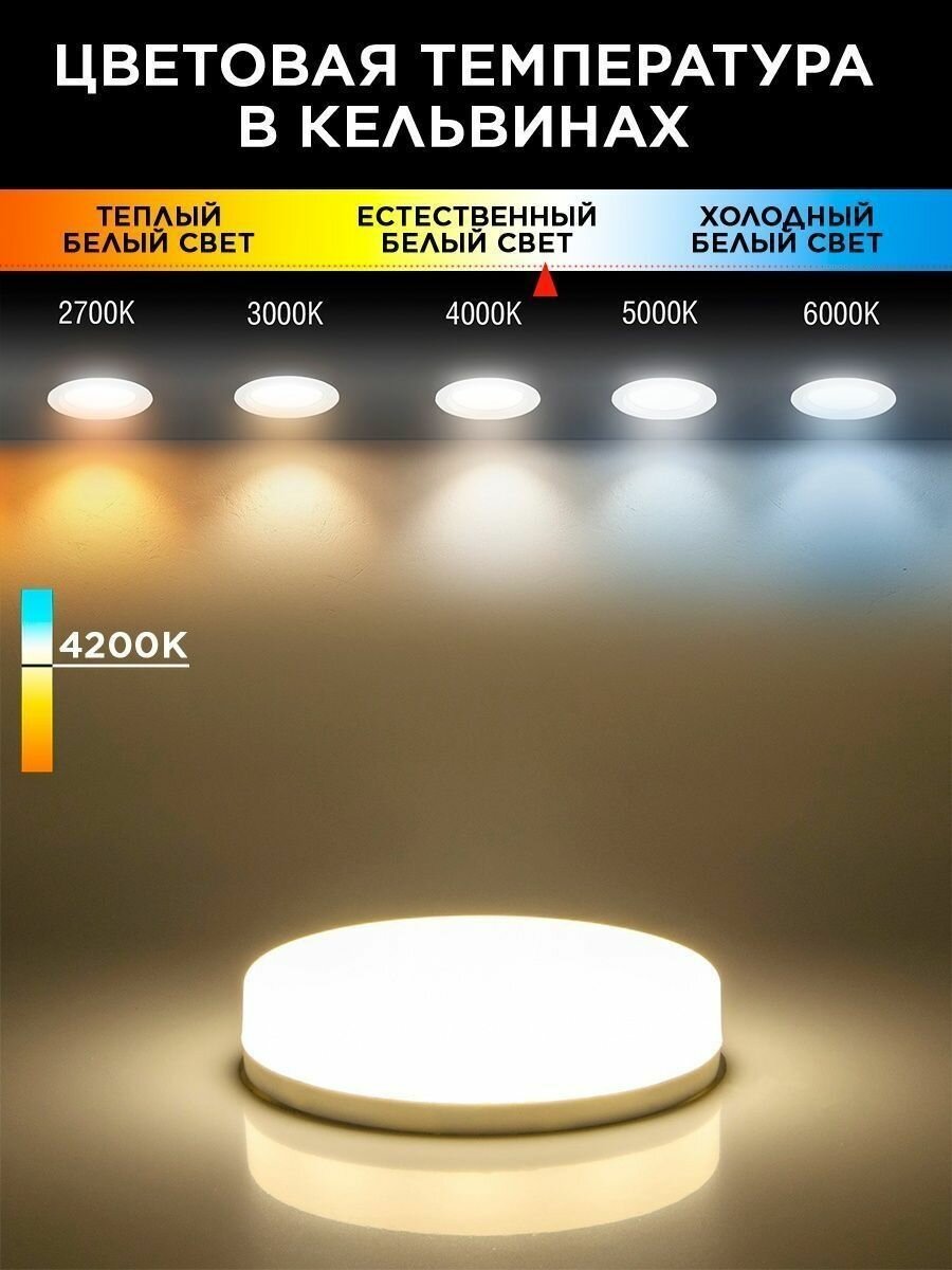 Светодиодные лампочки GX53 6 Вт 4200К нейтральный свет 5 шт - фотография № 2