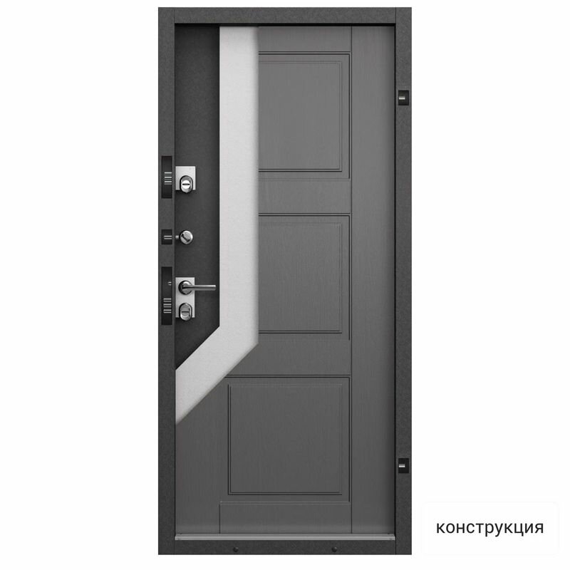 Дверь входная Torex для дома Village 880х2050 левый, тепло-шумоизоляция, терморазрыв, антикоррозийная защита, замки 4-го и 2-го класса, черный/серый - фотография № 5