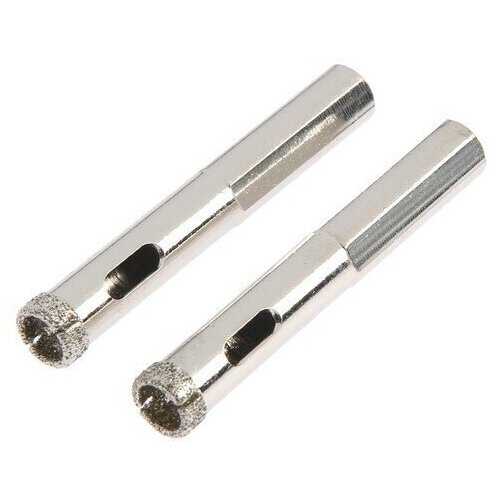 Сверло алмазное по стеклу и керамике, трехгранный хвостовик, 10 х 65 мм, 2 шт. 1 набор(-а/-ов).