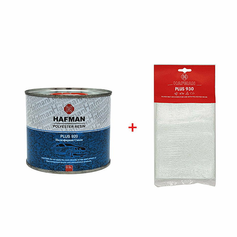 Ремкомплект Hafman Plus 920 смола полиэфирная 0,5л. с отв.+ стекломатериал 0,5м2