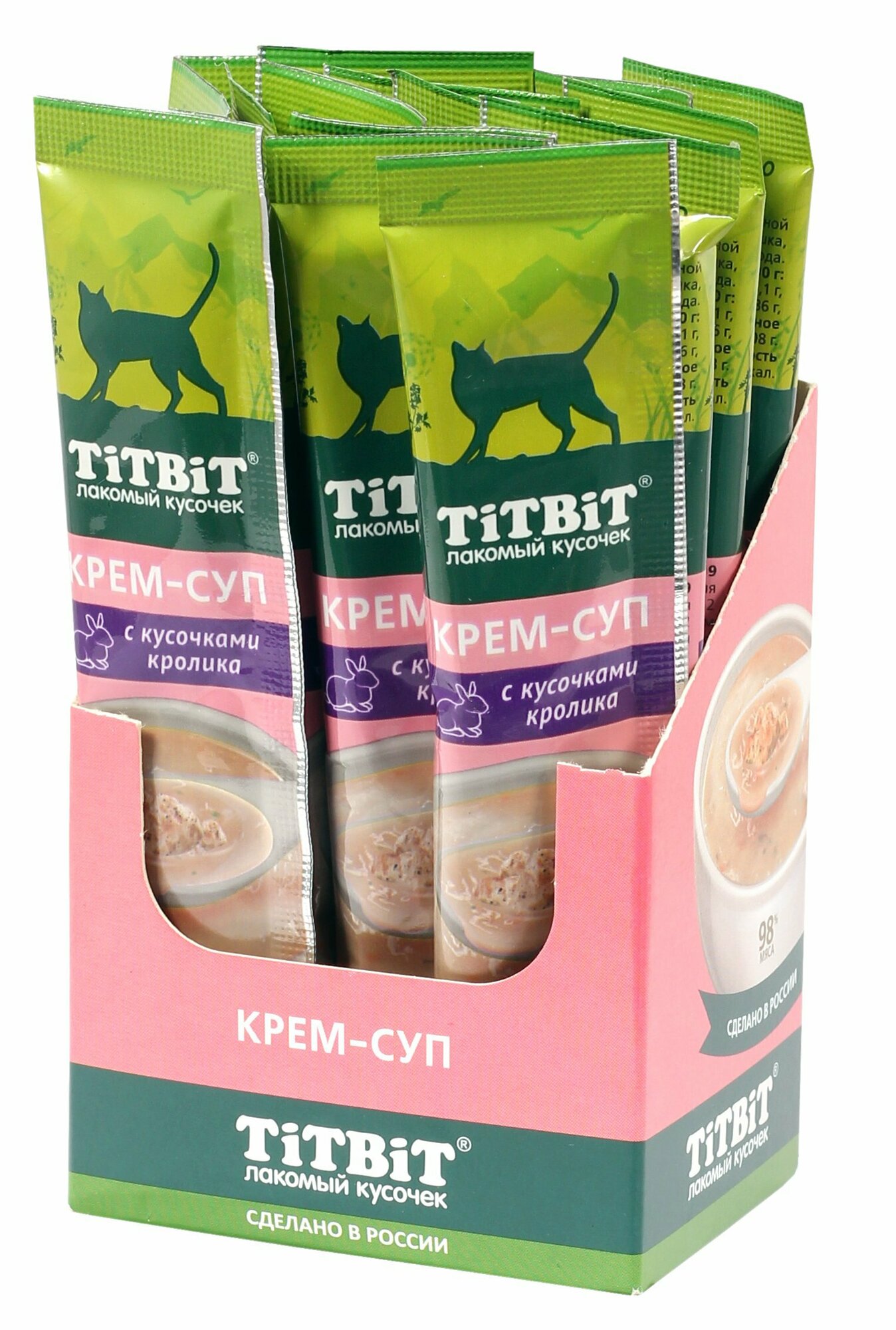 Лакомство для кошек TiTBiT Крем-суп с кусочками кролика 10 г (16 шт) - фотография № 6